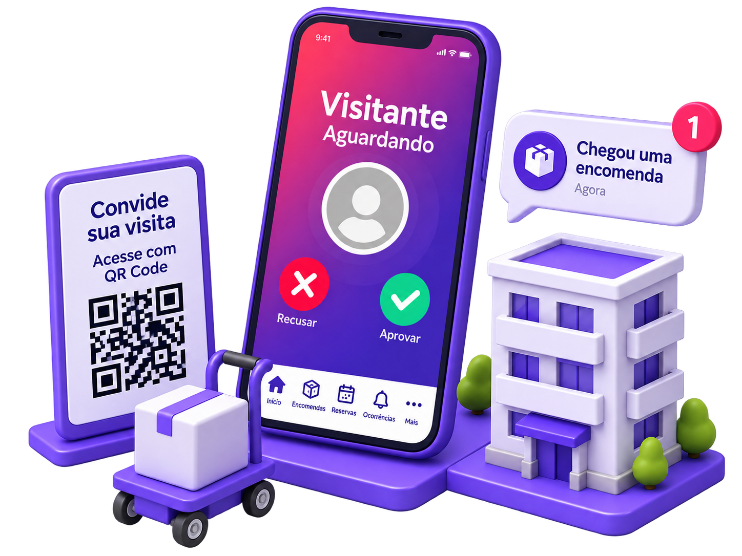 Morador usando o app Conllab